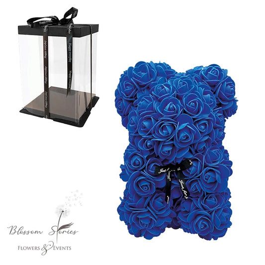 Rose bear μπλε με φιογκάκι 25cm