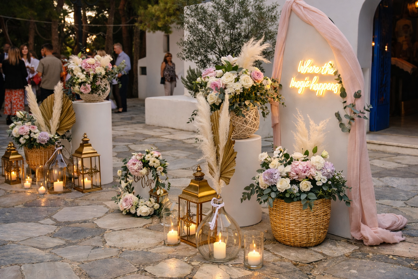 Elegant Στολισμός Βάπτισης Κοριτσιού στον Άγιο Γεώργιο Καβουρίου | Blossom Stories