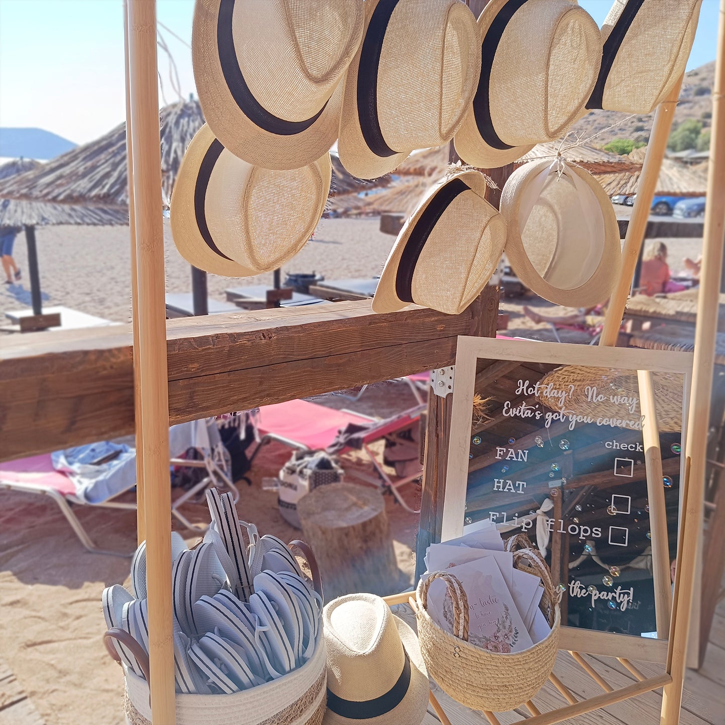 Στολισμός βάπτισης στην θάλασσα , Beach bar The Island Θυμάρι