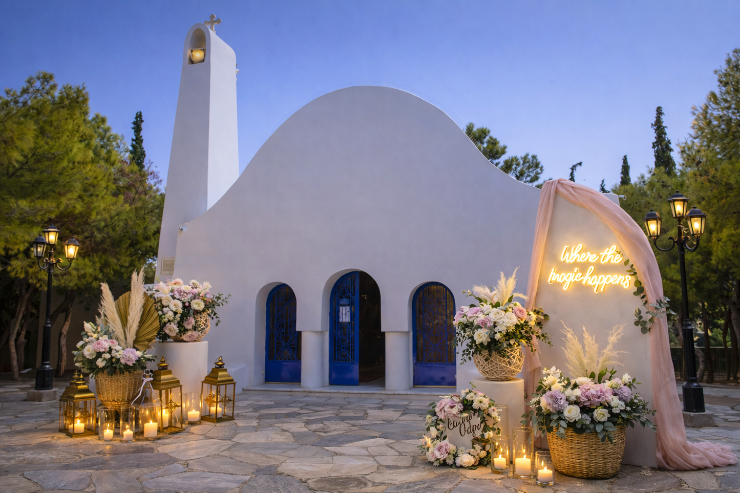 Elegant Στολισμός Βάπτισης Κοριτσιού στον Άγιο Γεώργιο Καβουρίου | Blossom Stories