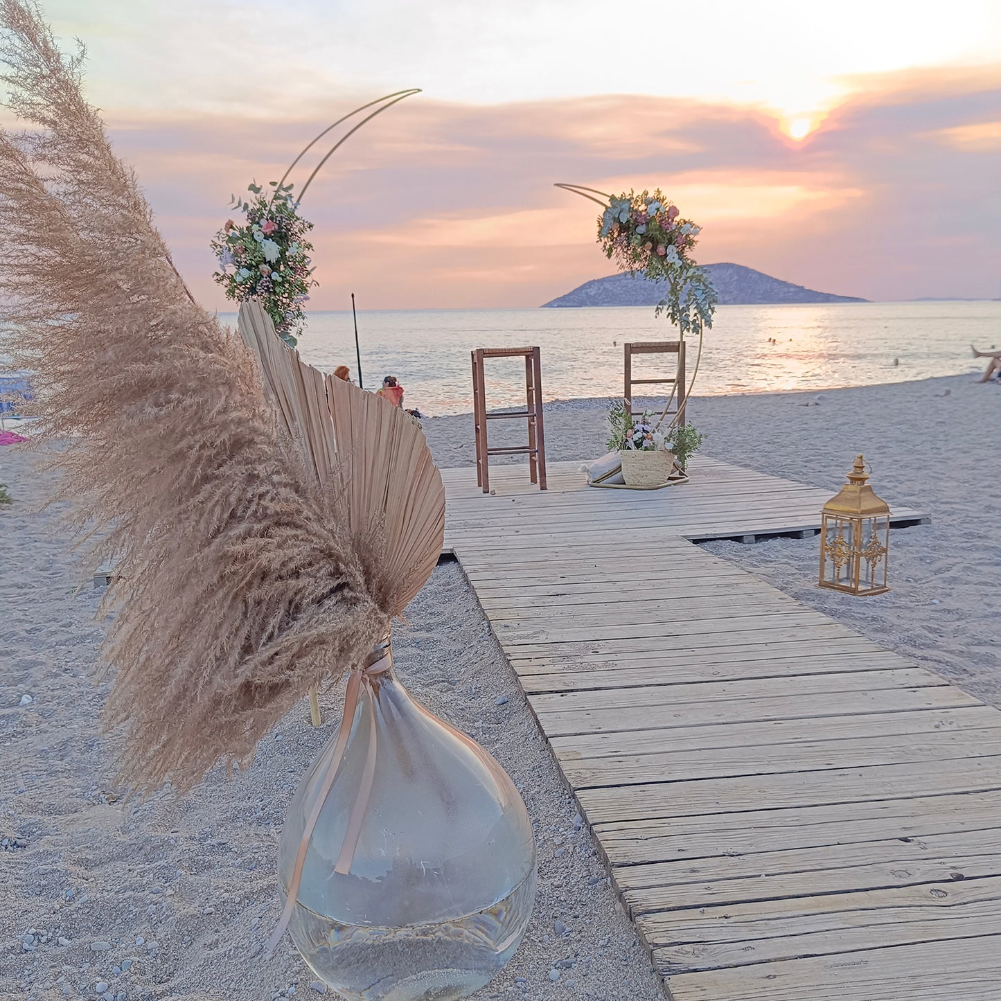 Στολισμός βάπτισης στην θάλασσα , Beach bar The Island Θυμάρι