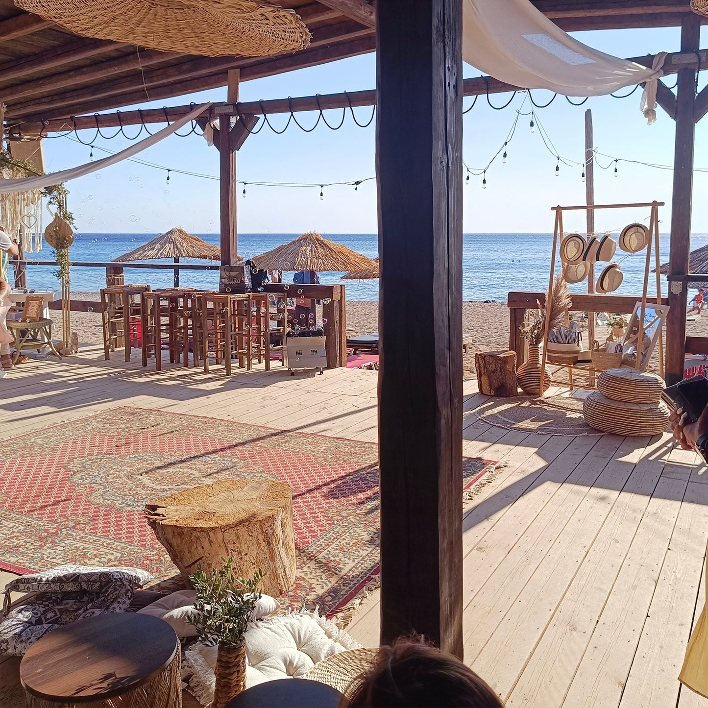 Στολισμός βάπτισης στην θάλασσα , Beach bar The Island Θυμάρι