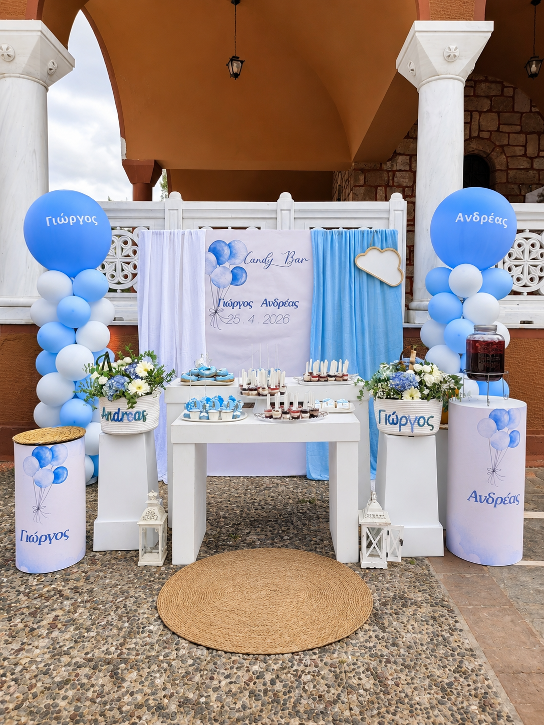 Ανθοστολισμός και candy bar βάπτισης