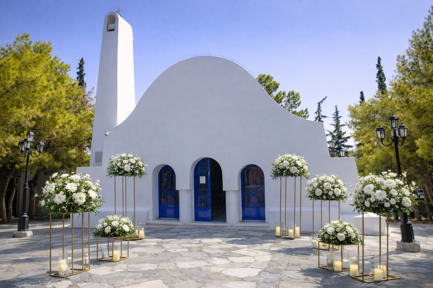 Ανθοστολισμος γάμου Άγιος Γεώργιος καβούρι