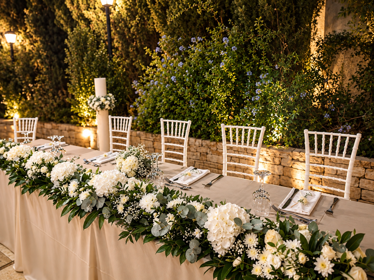 Elegant white wedding decoration Κτήμα Βελλή Κορωπί