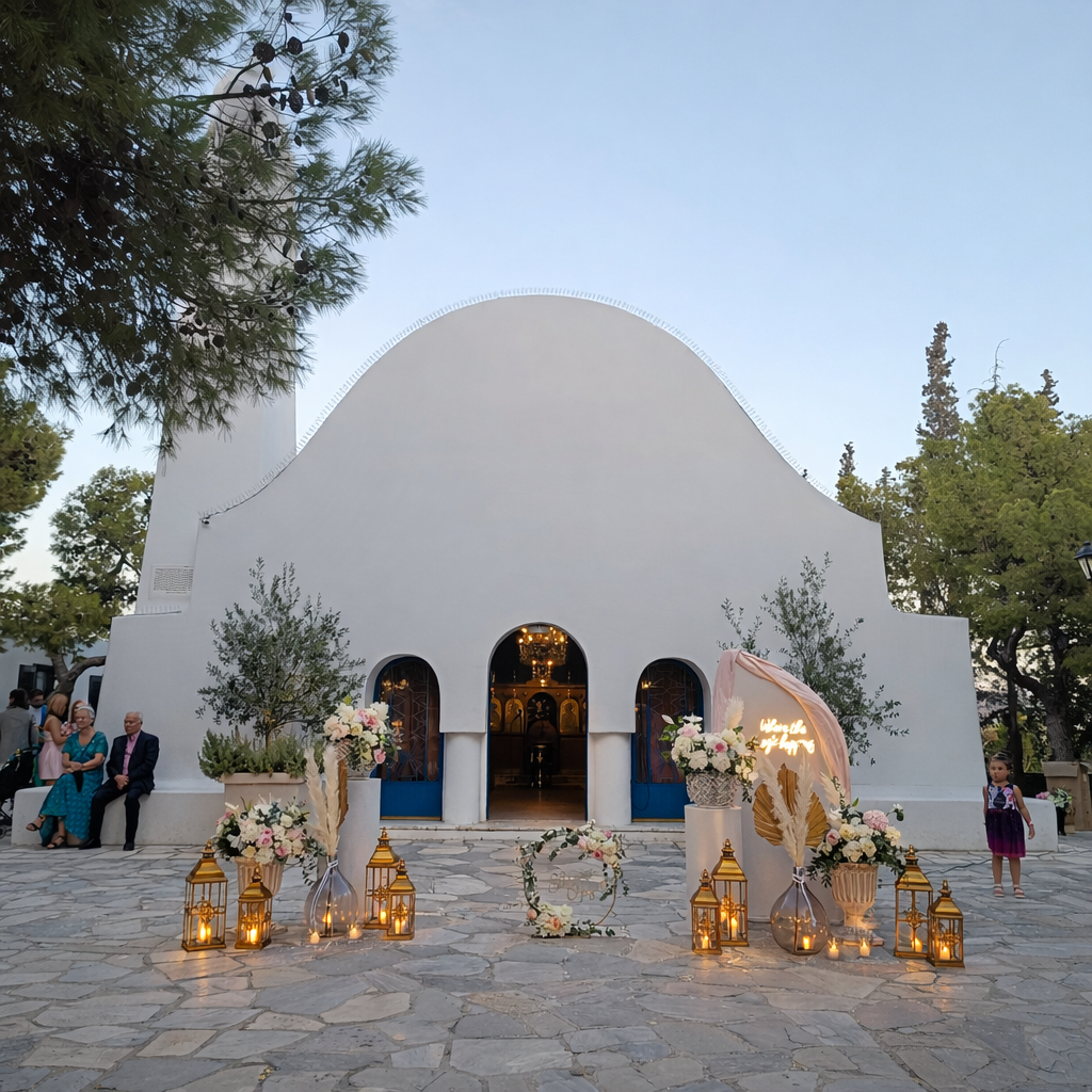 Elegant Στολισμός Βάπτισης Κοριτσιού στον Άγιο Γεώργιο Καβουρίου | Blossom Stories